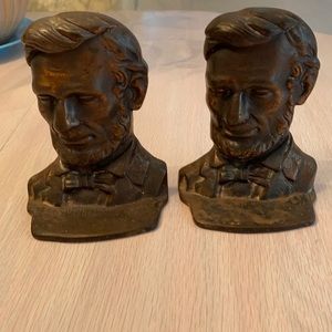 Abe Lincoln brass bookends vintage